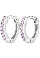 nice silver pink cz huggie baby earrings